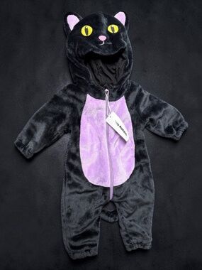 NWT Baby Black Cat Costume 3-6M Plush Halloween